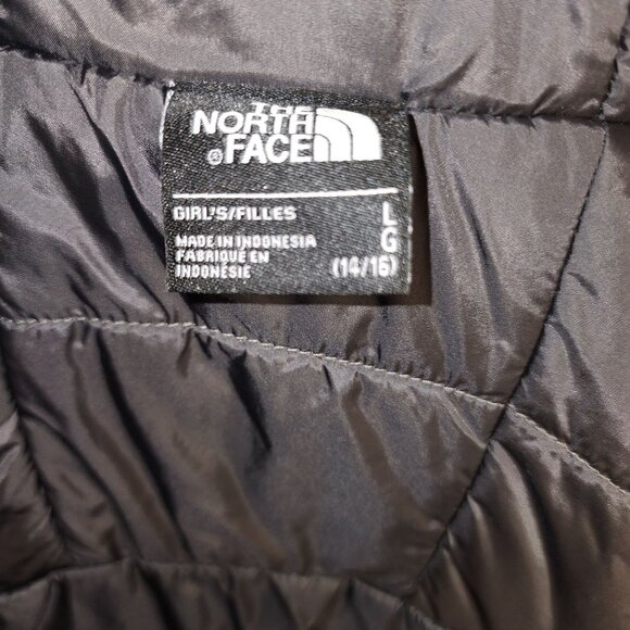 The North Face Girls Gray Hooded Jacket With Pink Accents - Picture 8 of 10